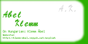 abel klemm business card